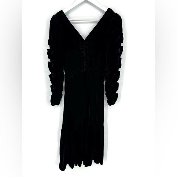 Sea New York Mayde Velvet Black Long Sleeve Cut Out Cutout Midi Size 2 - Picture 10 of 15